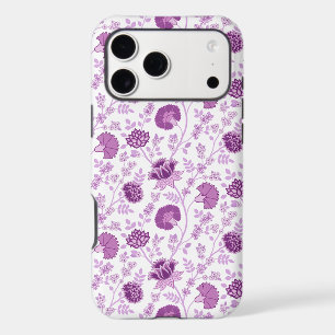Jacobean Floral Repeat Pattern Pinks on White