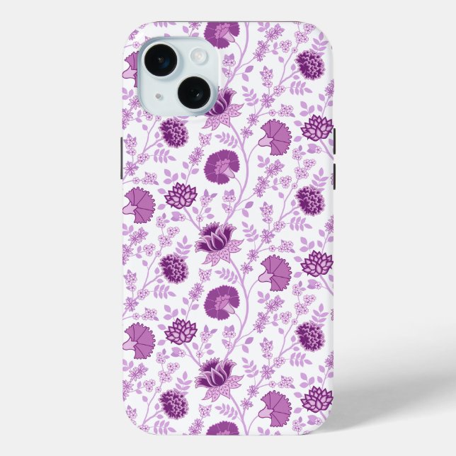 Jacobean Floral Repeat Pattern Pinks on White Case-Mate iPhone Case (Back)