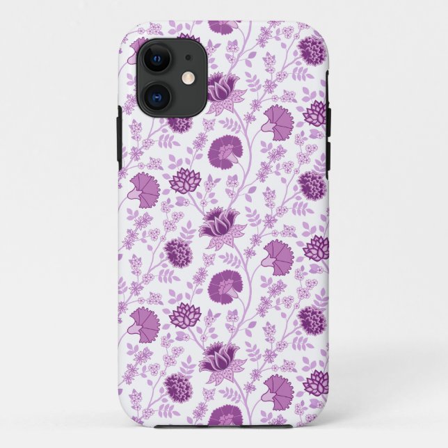 Jacobean Floral Repeat Pattern Pinks on White Case-Mate iPhone Case (Back)