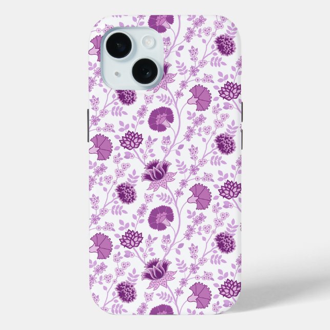 Jacobean Floral Repeat Pattern Pinks on White Case-Mate iPhone Case (Back)