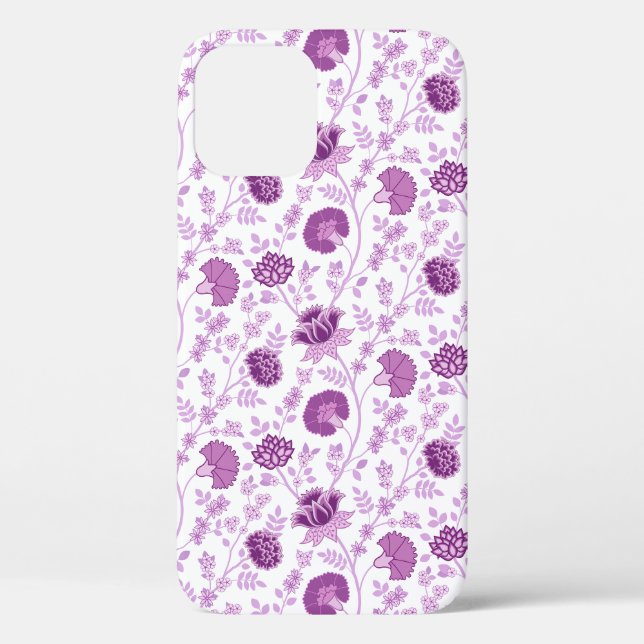 Jacobean Floral Repeat Pattern Pinks on White Case-Mate iPhone Case (Back)