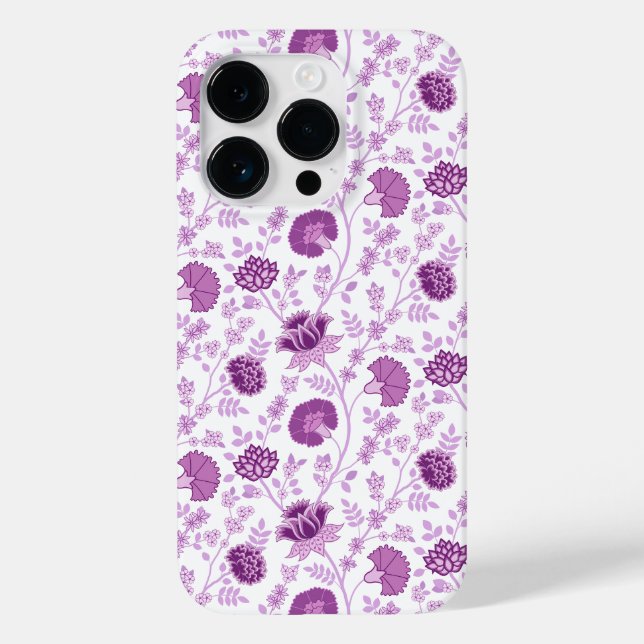 Jacobean Floral Repeat Pattern Pinks on White Case-Mate iPhone Case (Back)