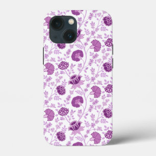 Jacobean Floral Repeat Pattern Pinks on White iPhone 13 Mini Case