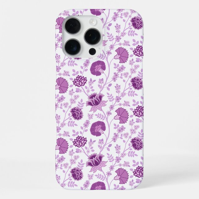 Jacobean Floral Repeat Pattern Pinks on White iPhone Case (Back)