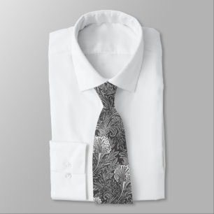 Jacobean Flower Damask, Grey / Grey and White Tie