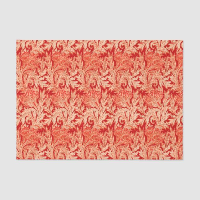 Jacobean Flower Damask, Mandarin and Light Orange Tissue Paper (Front)