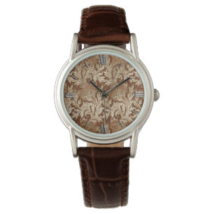 Jacobean Flower Damask, Taupe Tan and Cream Watch
