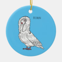 Jacobin pigeon bird cartoon illustration