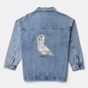 Jacobin pigeon bird cartoon illustration denim jacket