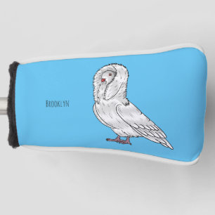 Jacobin pigeon bird cartoon illustration golf head cover