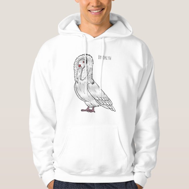 Jacobin pigeon bird cartoon illustration hoodie (Front)