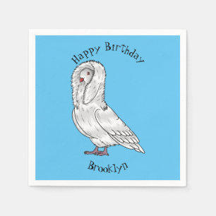 Jacobin pigeon bird cartoon illustration napkin