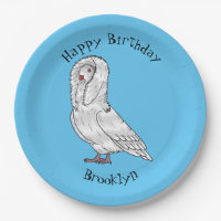 Jacobin pigeon bird cartoon illustration