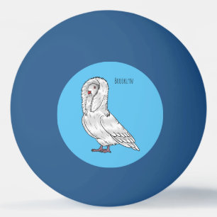 Jacobin pigeon bird cartoon illustration ping pong ball