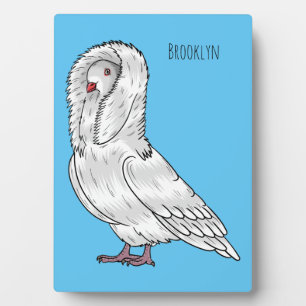 Jacobin pigeon bird cartoon illustration plaque