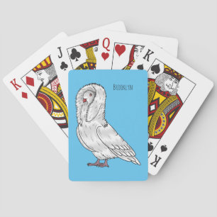 Jacobin pigeon bird cartoon illustration  playing cards