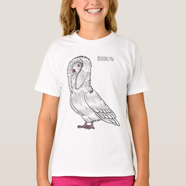Jacobin pigeon bird cartoon illustration T-Shirt (Front)