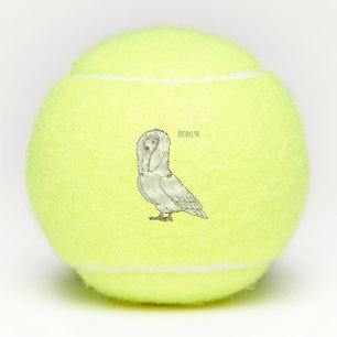 Jacobin pigeon bird cartoon illustration  tennis balls
