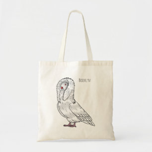 Jacobin pigeon bird cartoon illustration tote bag