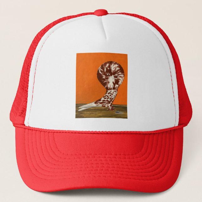 Jacobin Pigeon Red Splash Trucker Hat (Front)