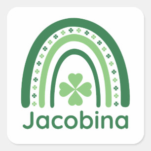 Jacobina Name Clover Boho Rainbow Square Sticker