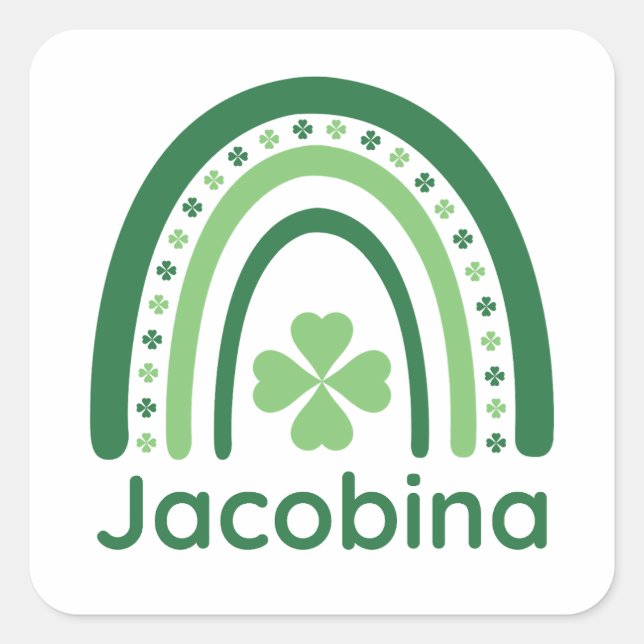 Jacobina Name Clover Boho Rainbow Square Sticker (Front)