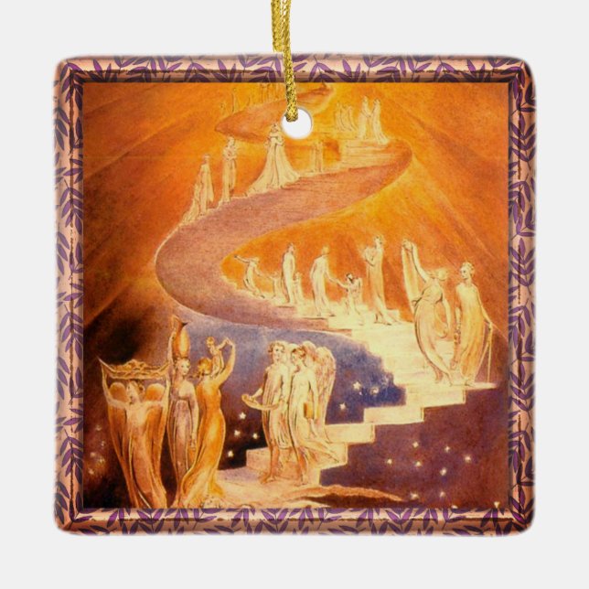 Jacob's Dream By William Blake Ceramic Ornament (Front)