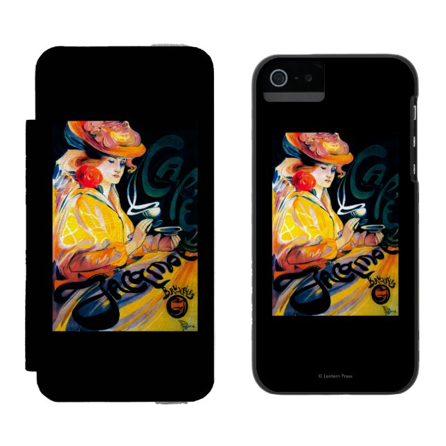 Jacqmotte Caf� Vintage PosterEurope Incipio iPhone Wallet Case (Side by Side)