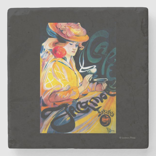 Jacqmotte Caf� Vintage PosterEurope Stone Coaster (Front)