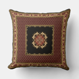 Jacquard Black and Red Pillow