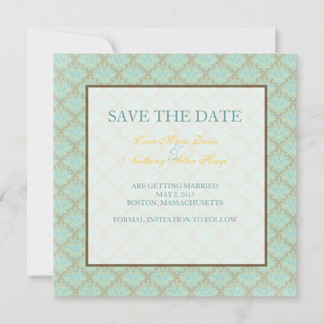 Jacquard damask save the date (Front)