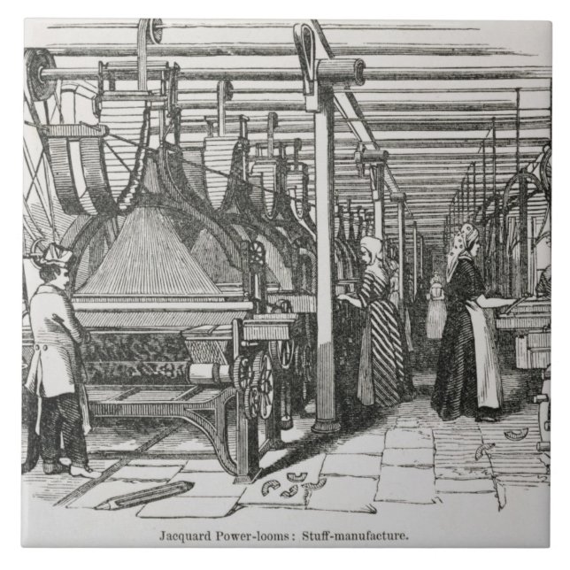 Jacquard Power Looms (engraving) Tile (Front)