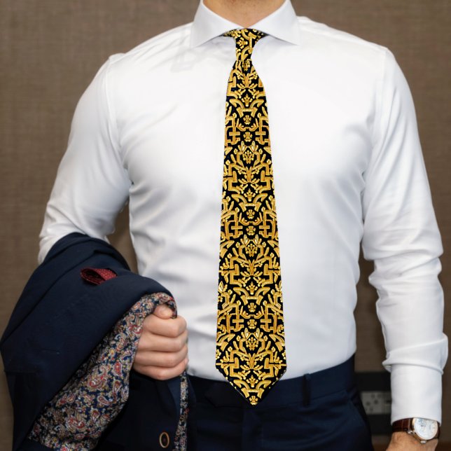 Jacquard Style Gold on Black - Historial Costume Tie (Creator Uploaded)