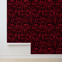 Jacquard Swirling Wallpaper Red Gothic