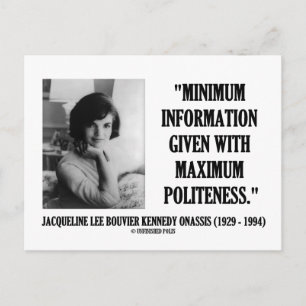 Jacqueline Kennedy Minimum Information Politeness Postcard