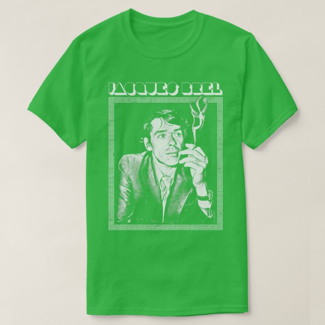 Jacques Brel Retro Fan Design 1 T-Shirt (Design Front)