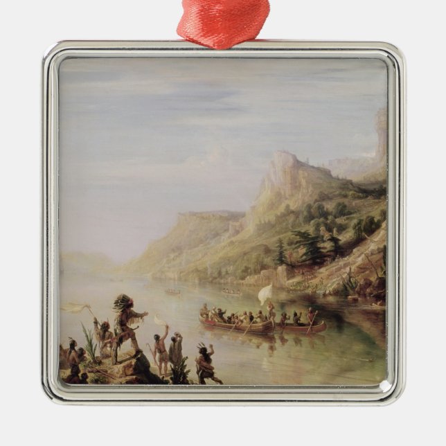 Jacques Cartier Discovering the St. Lawrence Metal Tree Decoration (Front)