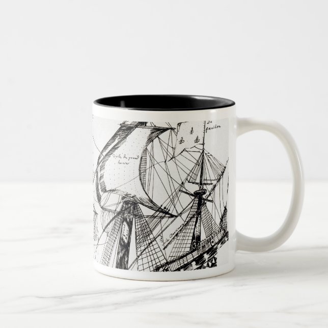 Jacques Cartier's ship, 'Rarete Indes Two-Tone Coffee Mug (Right)
