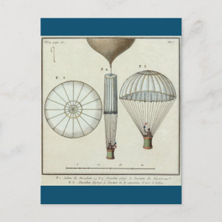 Jacques Garnerin's first parachute Postcard
