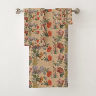 Jacques Laurent Agasse Studies of Summer Flowers Bath Towel Set