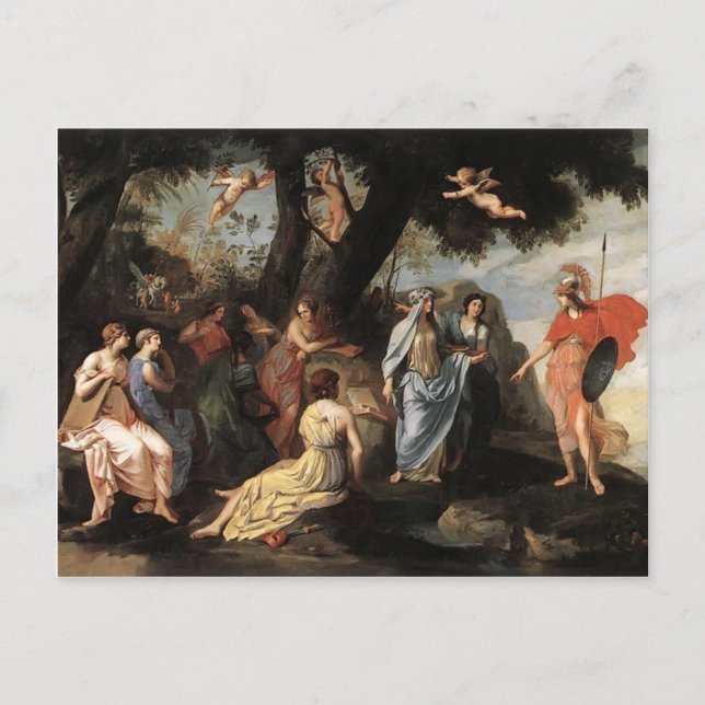 Jacques Stella- Minerva with the Muses Postcard (Front)