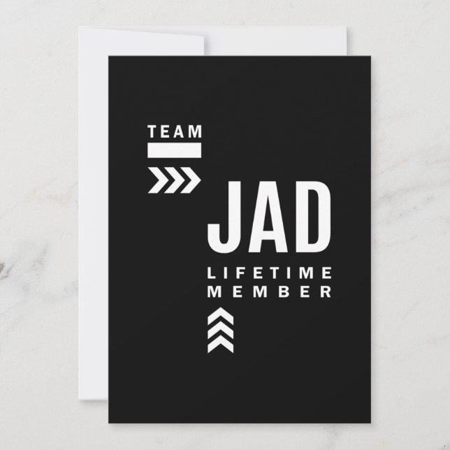 Jad Personalised Name Birthday Gift Invitation (Front)