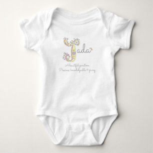 Jada girls letter J name meaning baby clothing Baby Bodysuit