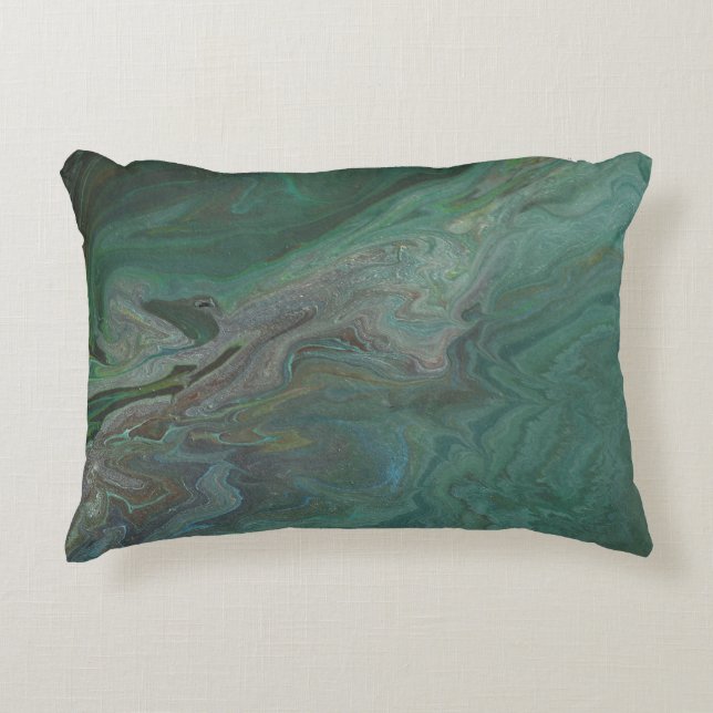 Jade 2 Deep Green Abstract Decorative Cushion (Front)