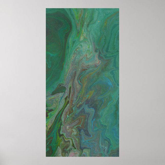Jade 3 Fluid Deep Green Abstract Poster Print (Front)