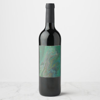 Jade 3 Fluid Deep Green Abstract Wine Bottle Label