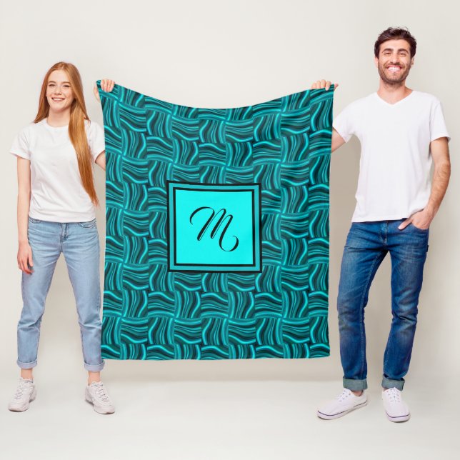 Jade And Black Fleece Blanket Monogram (In Situ)