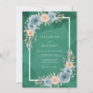Jade Apricot Blossom Wedding Invitation
