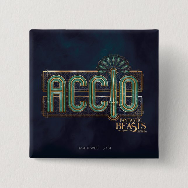 Jade Art Deco ACCIO™ Spell Graphic 15 Cm Square Badge (Front)