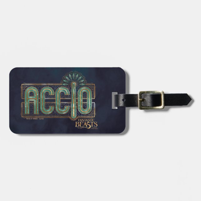 Jade Art Deco ACCIO™ Spell Graphic Luggage Tag (Front Horizontal)
